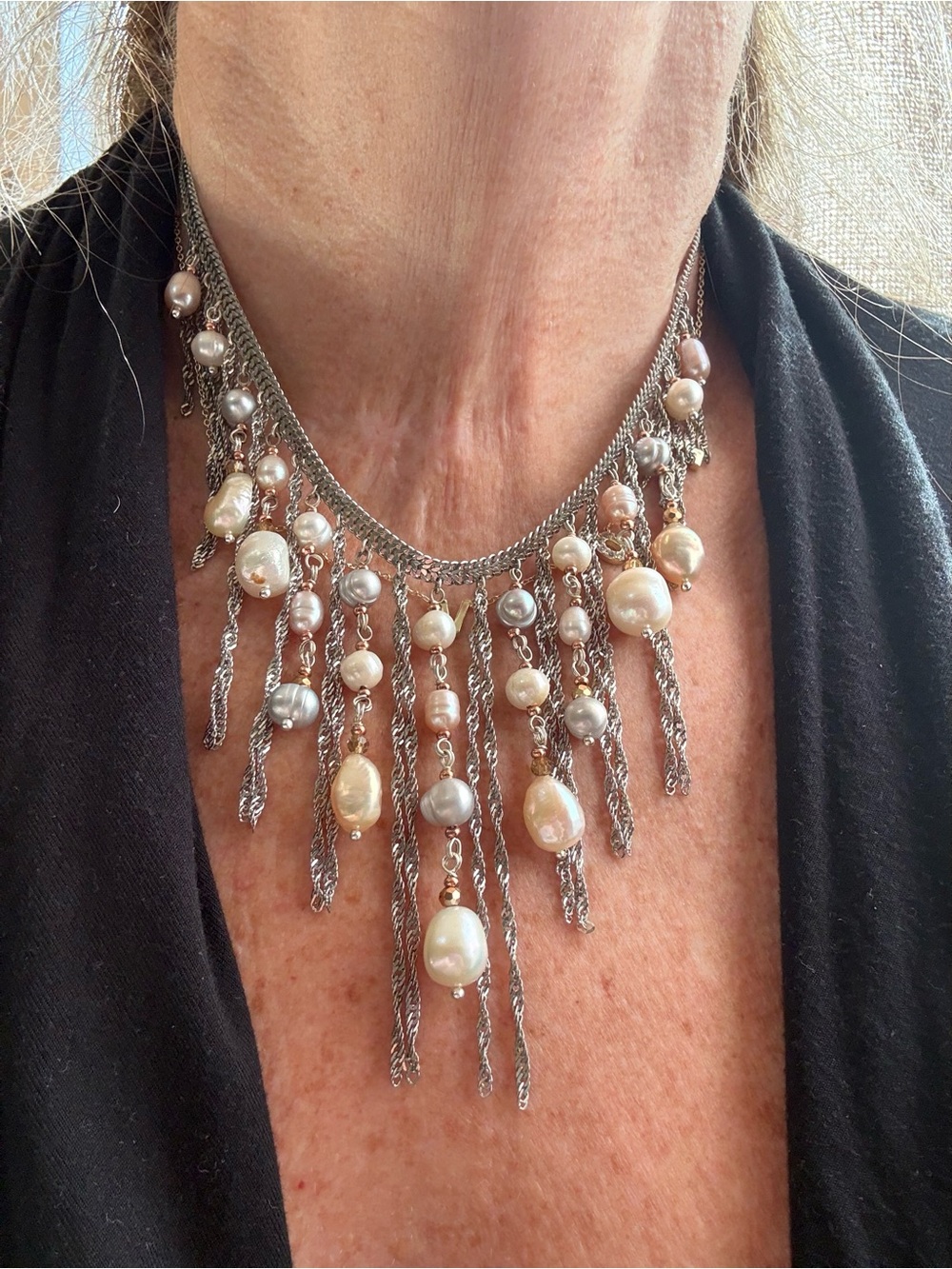 NWT Nakamol  Pearl Fringe Necklace